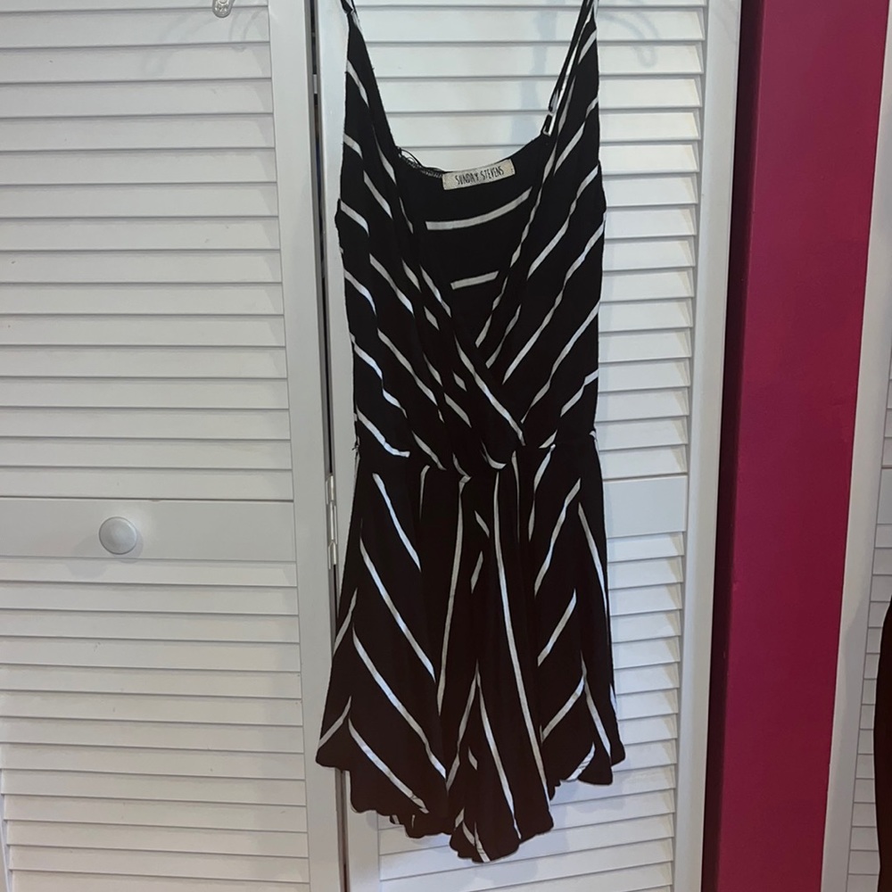 black and white striped romper